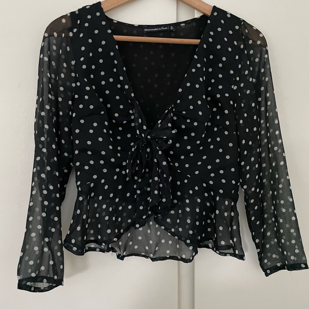 Black Polka Dot Sheer Top